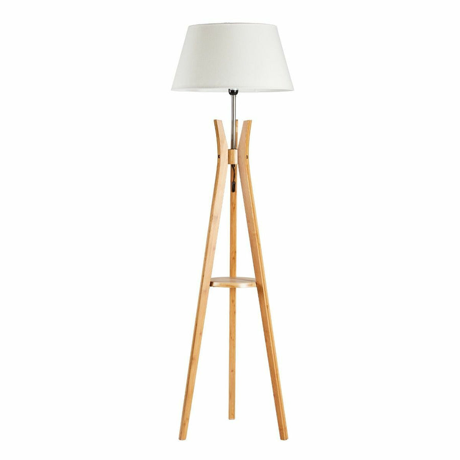 Premium Bamboo Tripod Floor Lamp with Linen Shade - 156cm