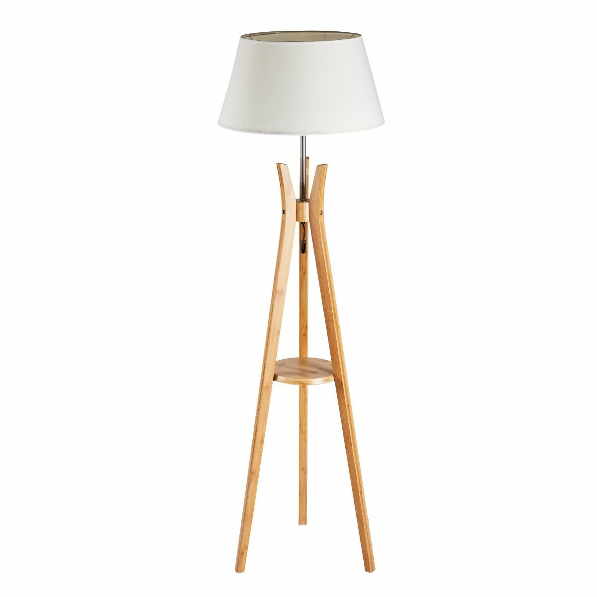 Premium Bamboo Tripod Floor Lamp with Linen Shade - 156cm