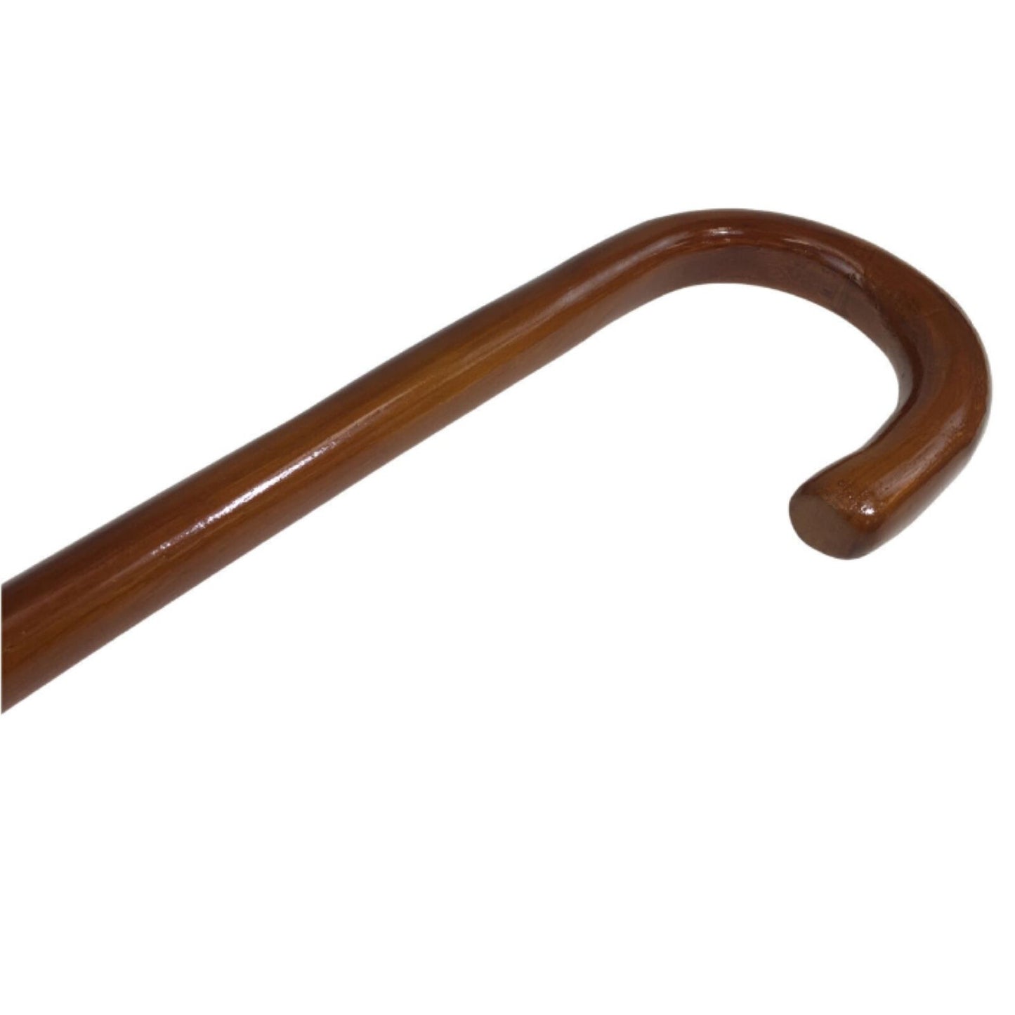 Wooden Lacquered Walking Stick 92cm - Sturdy, Varnished, Nonslip Ferrule, Brown