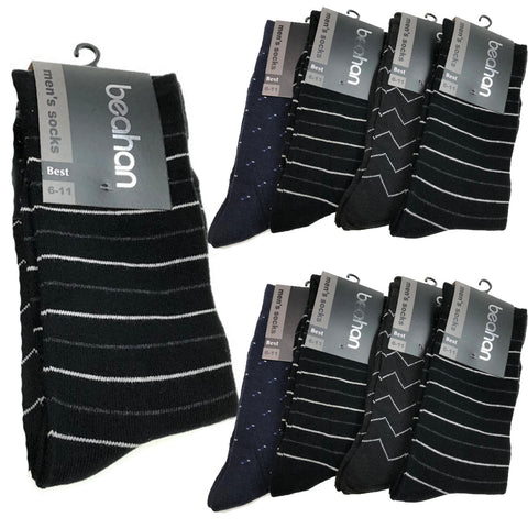 Premium 9 Pair Men's Cotton Rich Business Crew Socks Assorted Pack 6-11