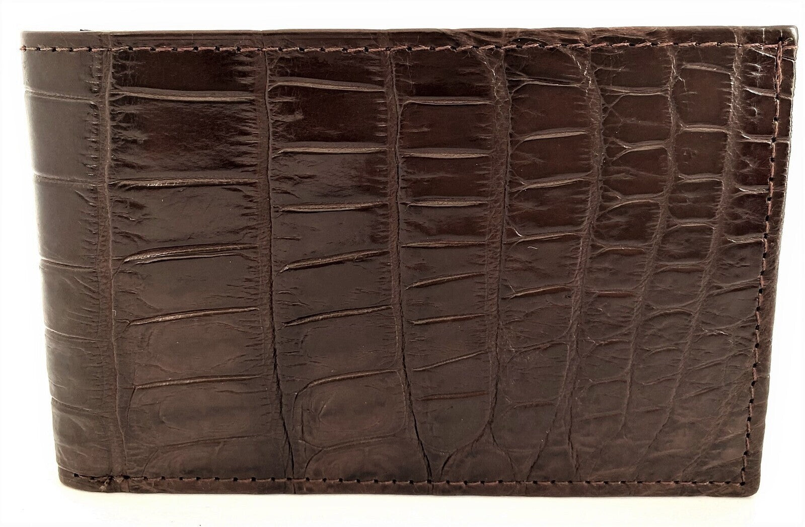 Men's Crocodile Leather Slim Wallet Bi-Fold 10.5cm x 7cm with Gift Box - Brown - SuperSaverAU - view 1