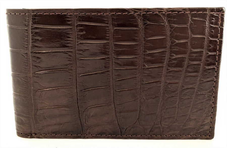 Men's Crocodile Leather Slim Wallet Bi-Fold 10.5cm x 7cm with Gift Box - Brown - SuperSaverAU - view 1