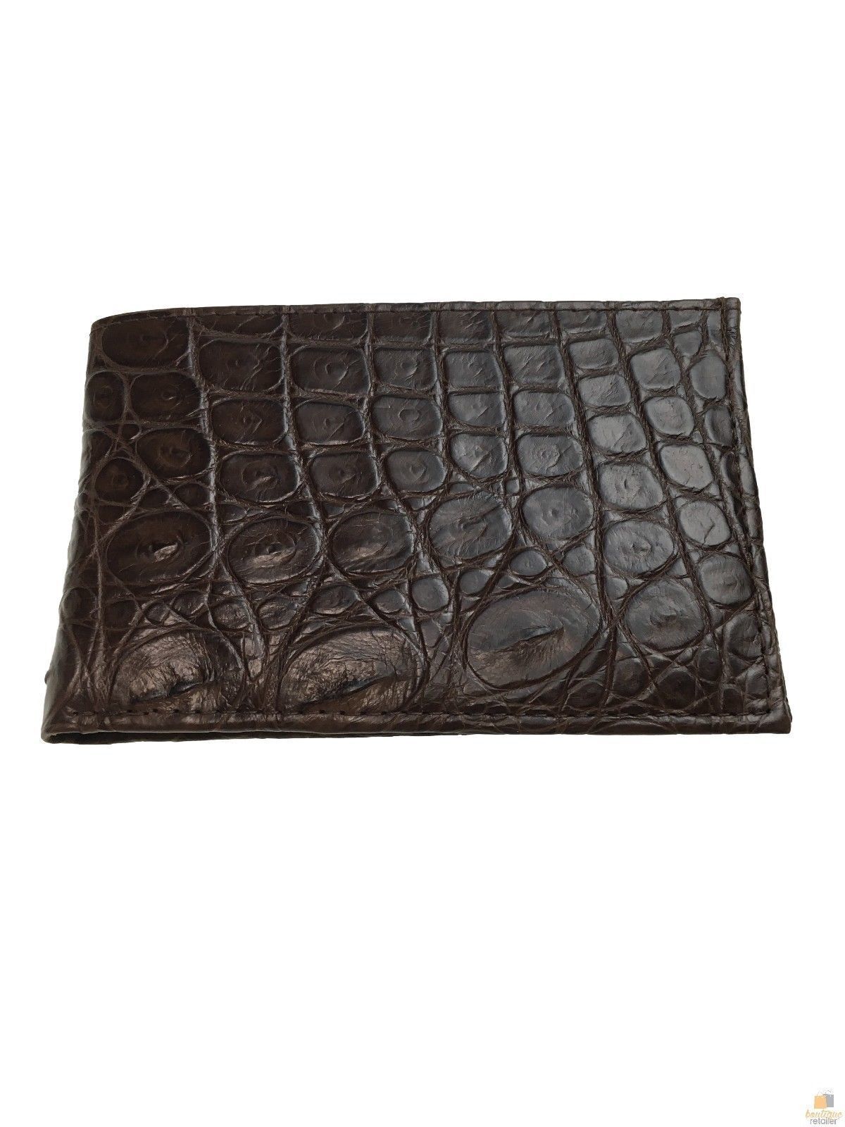 Men's Crocodile Leather Slim Wallet Bi-Fold 10.5cm x 7cm with Gift Box - Brown - SuperSaverAU - view 5