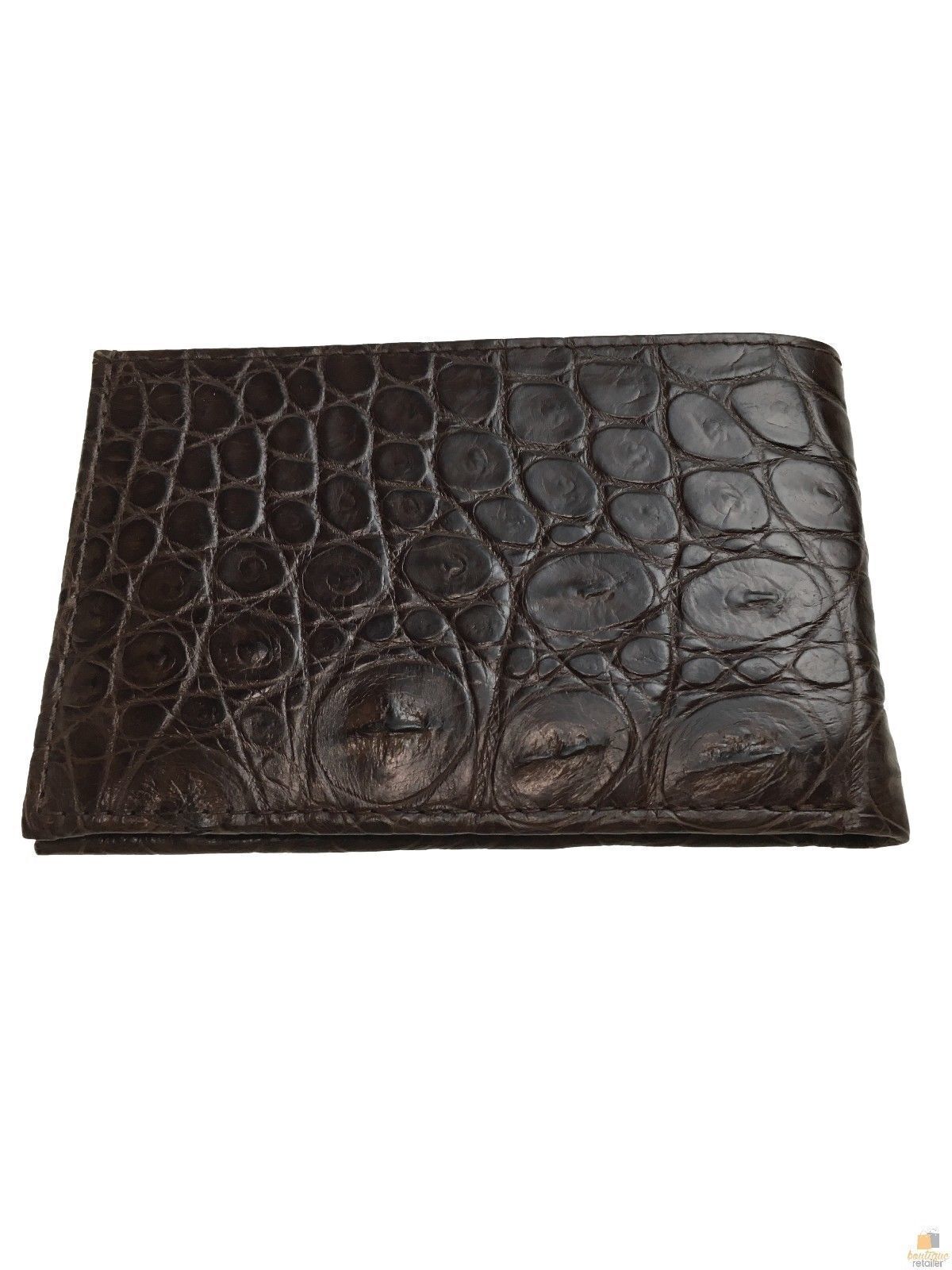 Men's Crocodile Leather Slim Wallet Bi-Fold 10.5cm x 7cm with Gift Box - Brown - SuperSaverAU - view 6