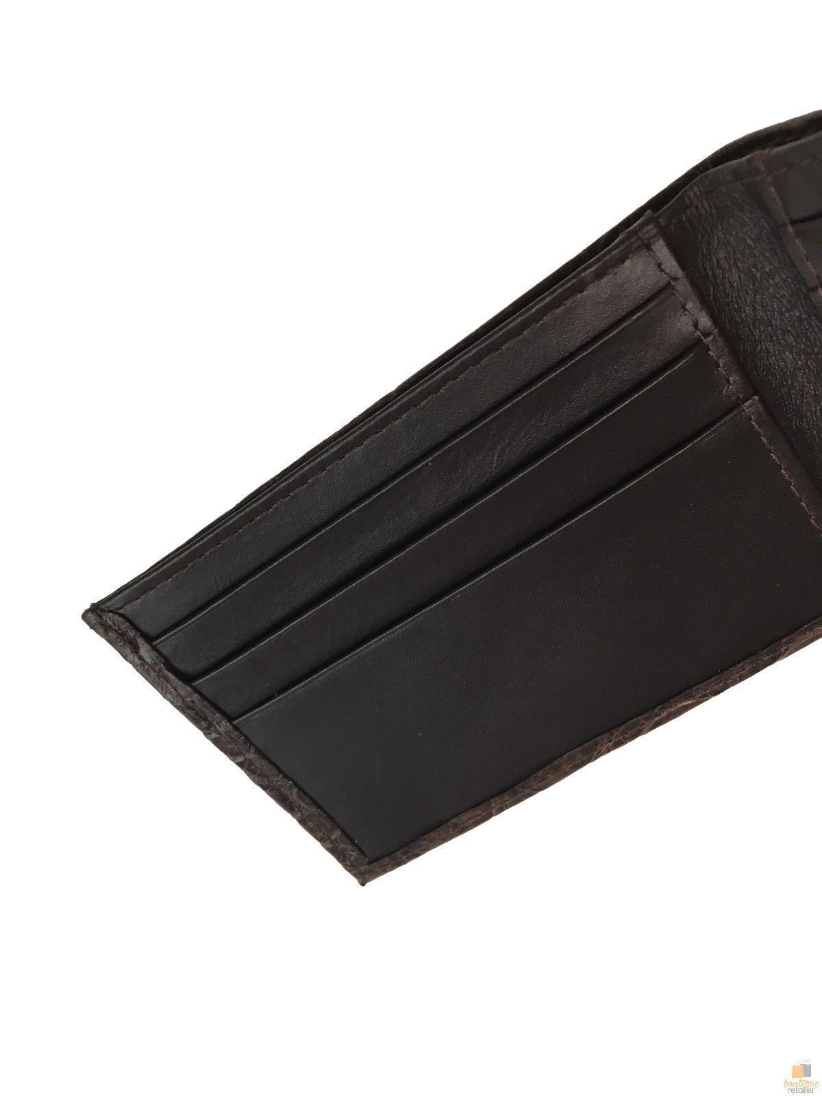 Men's Crocodile Leather Slim Wallet Bi-Fold 10.5cm x 7cm with Gift Box - Brown - SuperSaverAU - view 7