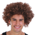 Mens DELUXE AFRO WIG Curly Hair Costume Party Fancy Disco 70s 80s Dress Up - Brown - SuperSaverAU - view 1