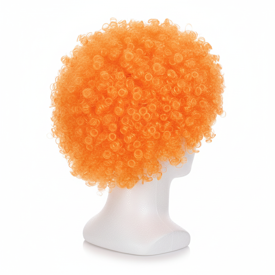 Mens DELUXE AFRO WIG Curly Hair Costume Party Fancy Disco 70s 80s Dress Up - Orange - SuperSaverAU - view 3