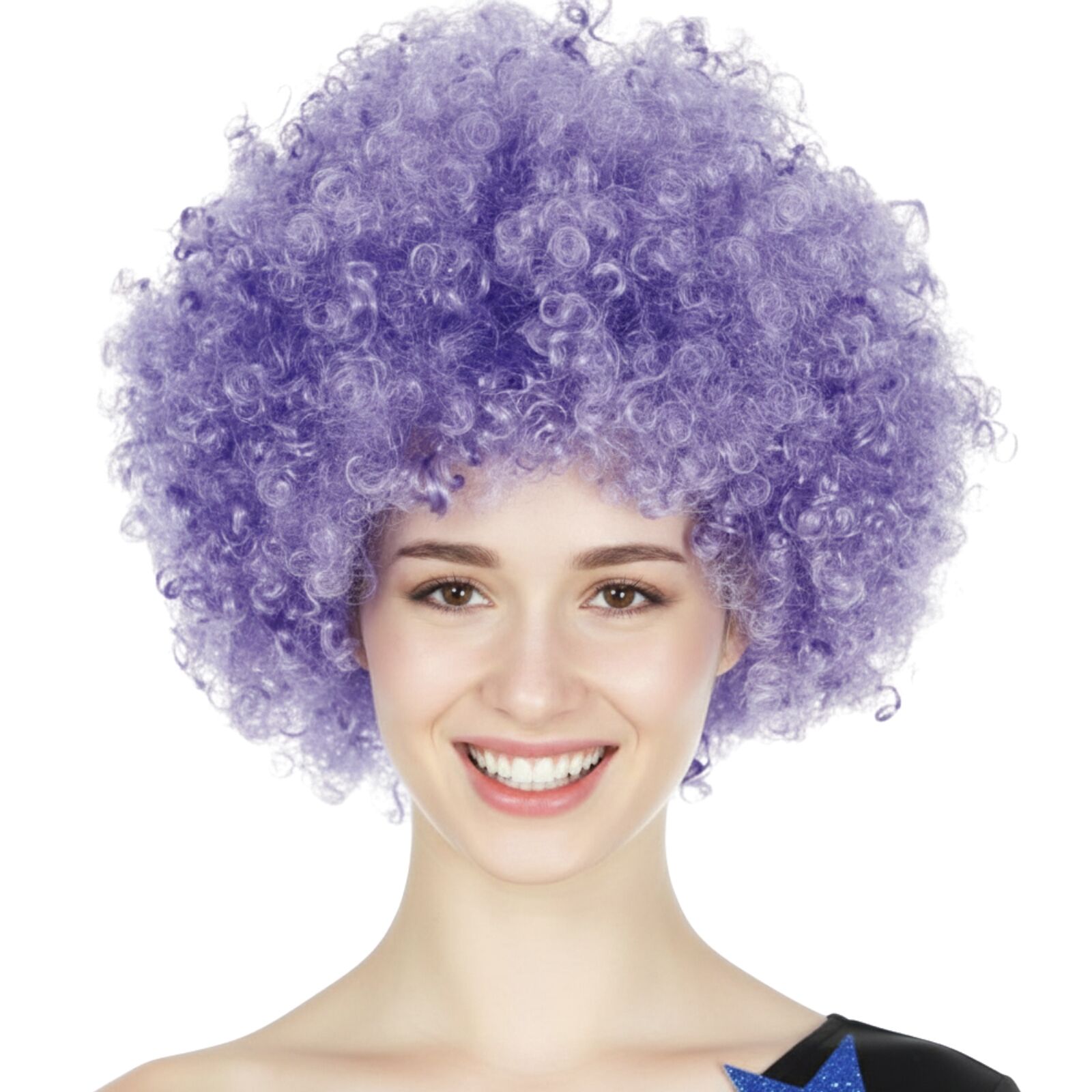 Mens DELUXE AFRO WIG Curly Hair Costume Party Fancy Disco 70s 80s Dress Up - Purple - SuperSaverAU - view 2