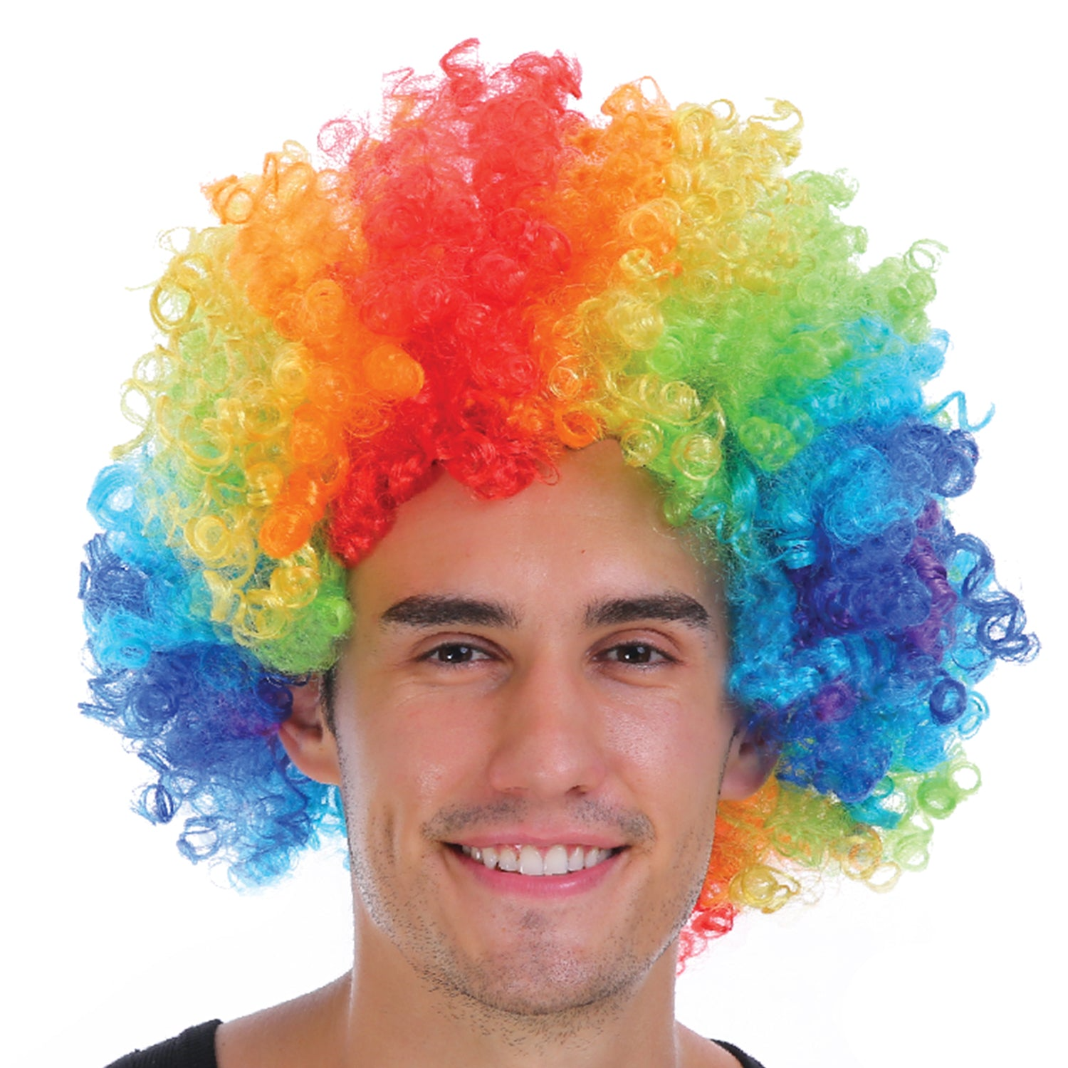 Mens DELUXE AFRO WIG Curly Hair Costume Party LGBTQ Disco 70s 80s Pride - Rainbow - SuperSaverAU - view 1