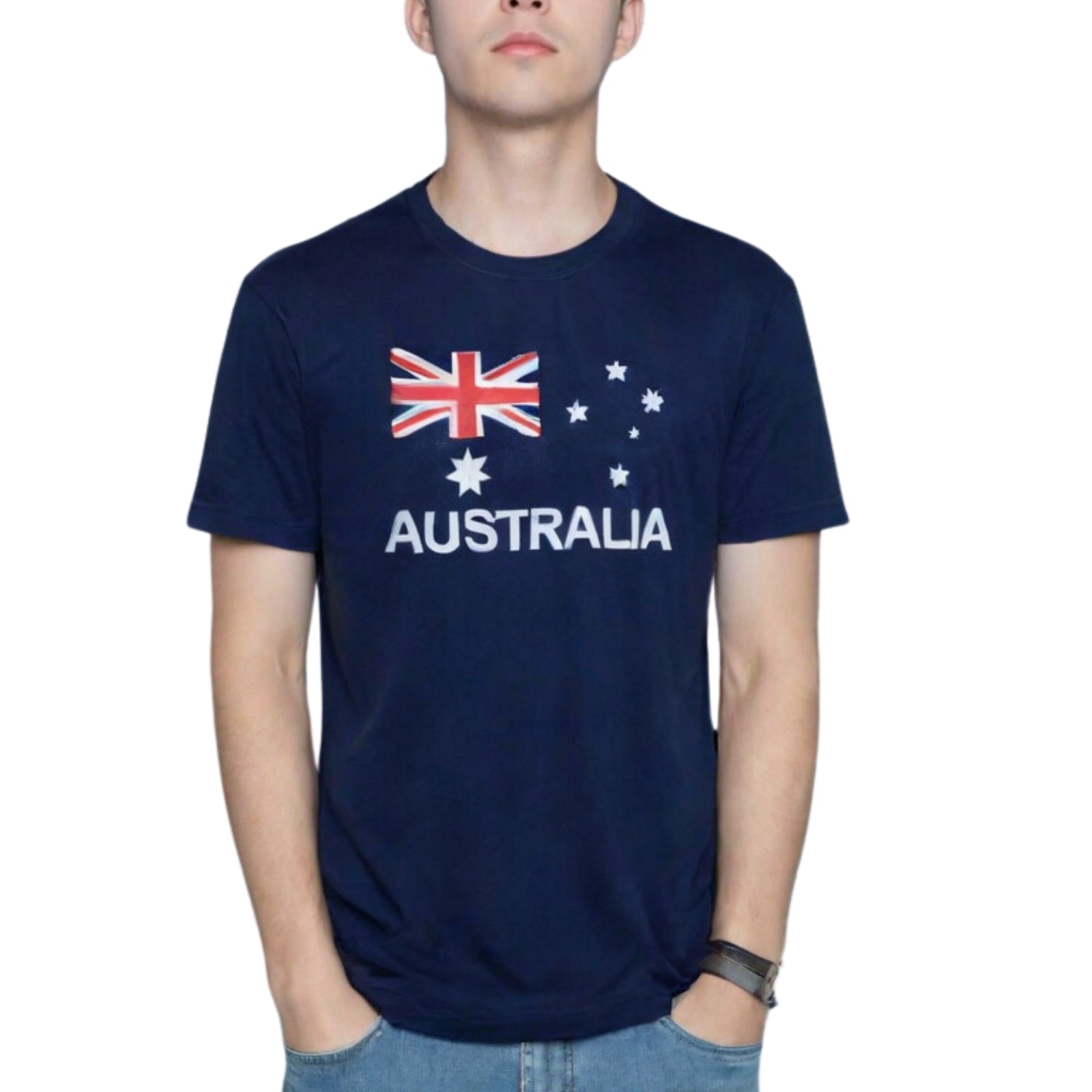 Premium Blue Adult Australian Flag Cotton T-Shirt Small