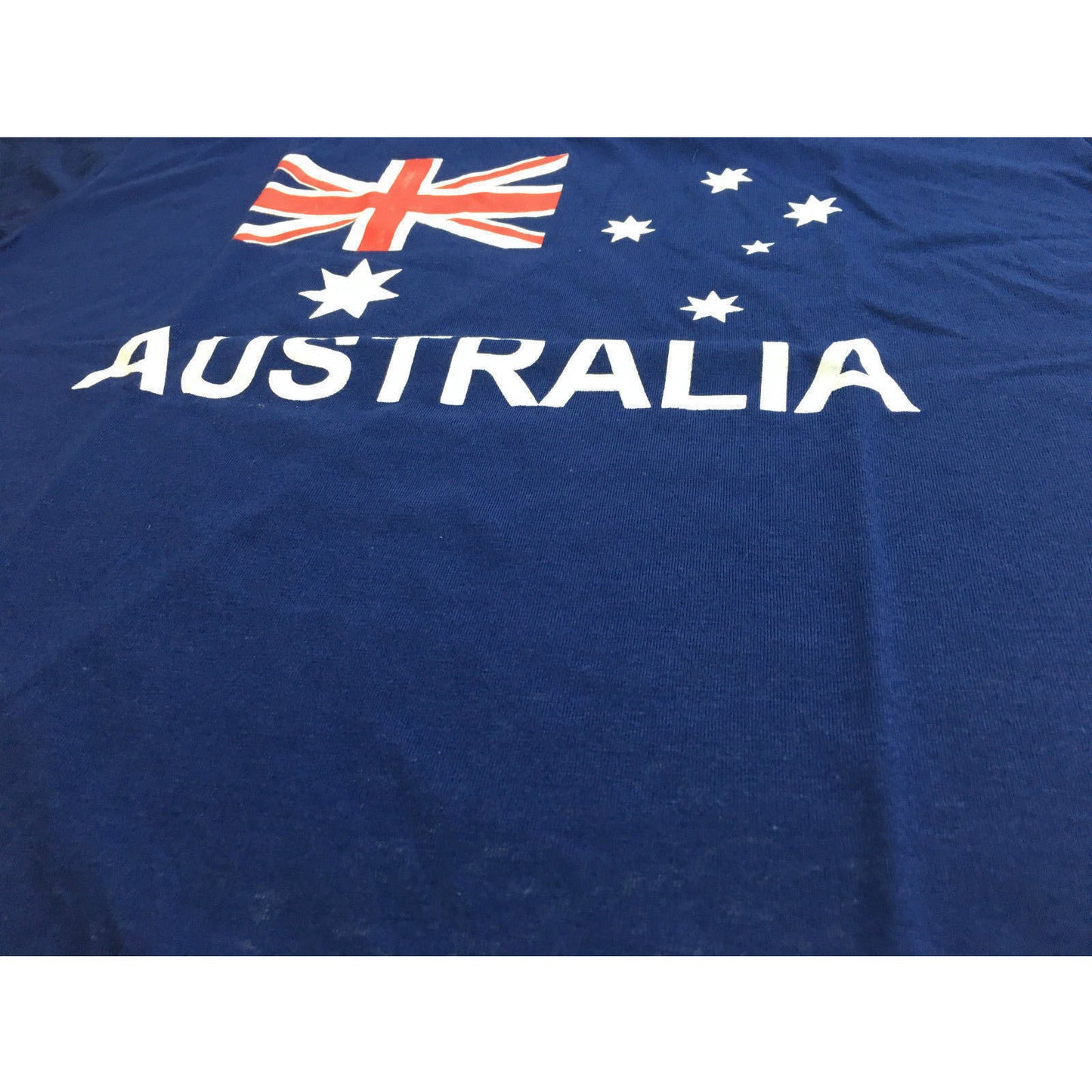 AUSTRALIAN T-Shirt Cotton Flag Souvenir Tee Australia Day - Blue - Small