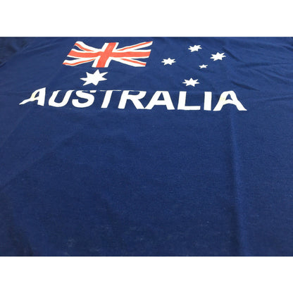 AUSTRALIAN T-Shirt Cotton Flag Souvenir Tee Australia Day - Blue - Small
