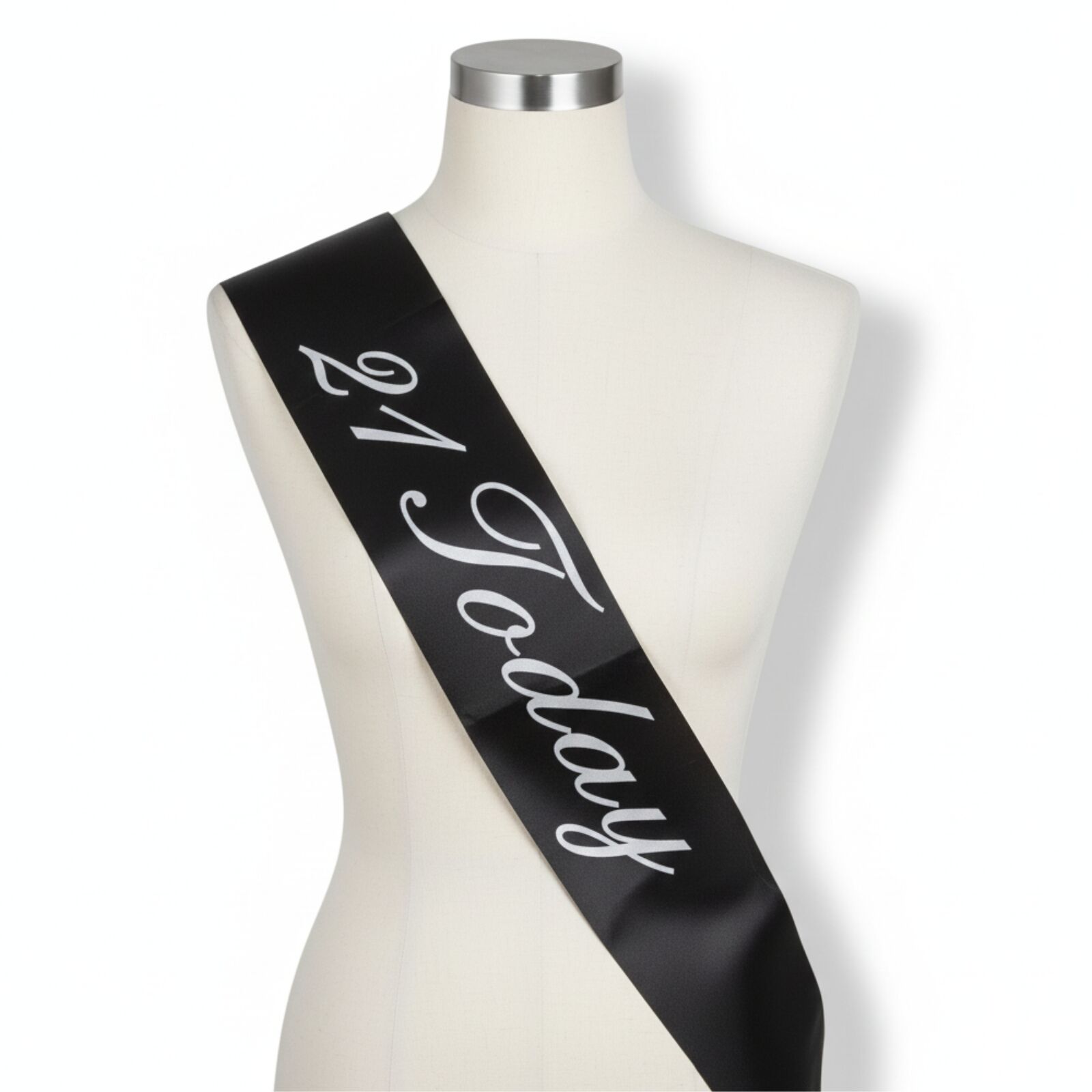 Premium 21st Birthday Sash - Black, 29in
