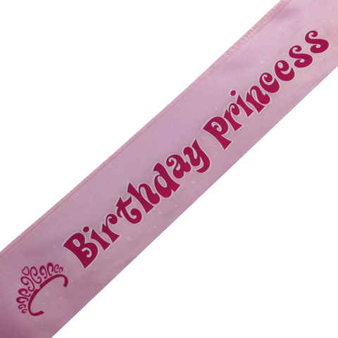 Premium Birthday Princess Sash - Pink, 29in