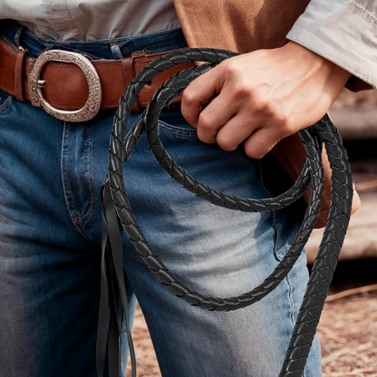 BLACK WHIP Faux Leather Costume Party 180cm Riding Cowboy Fancy Dress