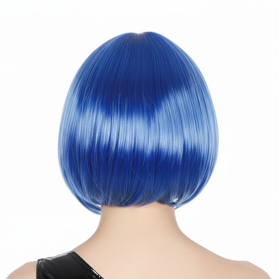 Premium Bob Wig with Fringe - Blue
