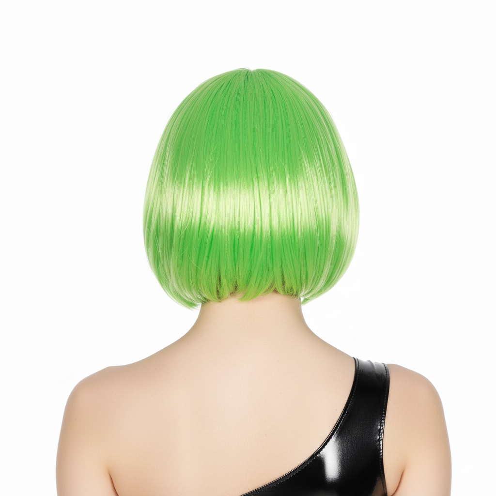 Premium Bob Wig with Fringe - Green