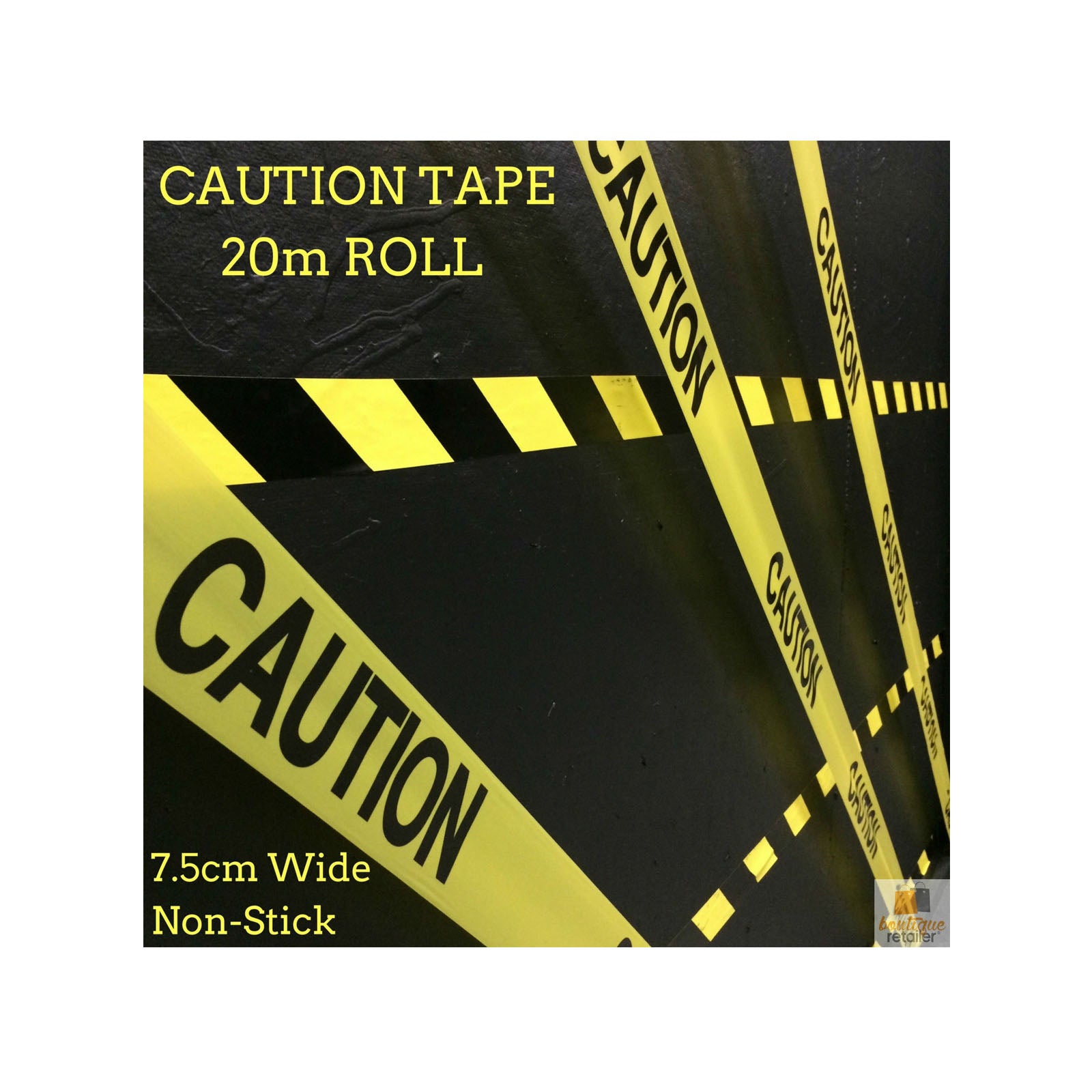 Premium Yellow Caution Tape for Worksite Barricades - 7.5cm x 20m
