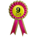 Premium Birthday Badge Rosette with Ribbon - 9th Birthday