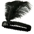 1920s FLAPPER HEADBAND Headpiece Feather Sequin Charleston Costume Gatsby Dance - Black - SuperSaverAU - view 2