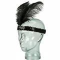 1920s FLAPPER HEADBAND Headpiece Feather Sequin Charleston Costume Gatsby Dance - Black - SuperSaverAU - view 3