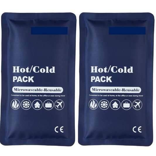 2x HOT COLD PACK First Aid Reusable Ice Heat Gel Packs - Microwaveable Relief