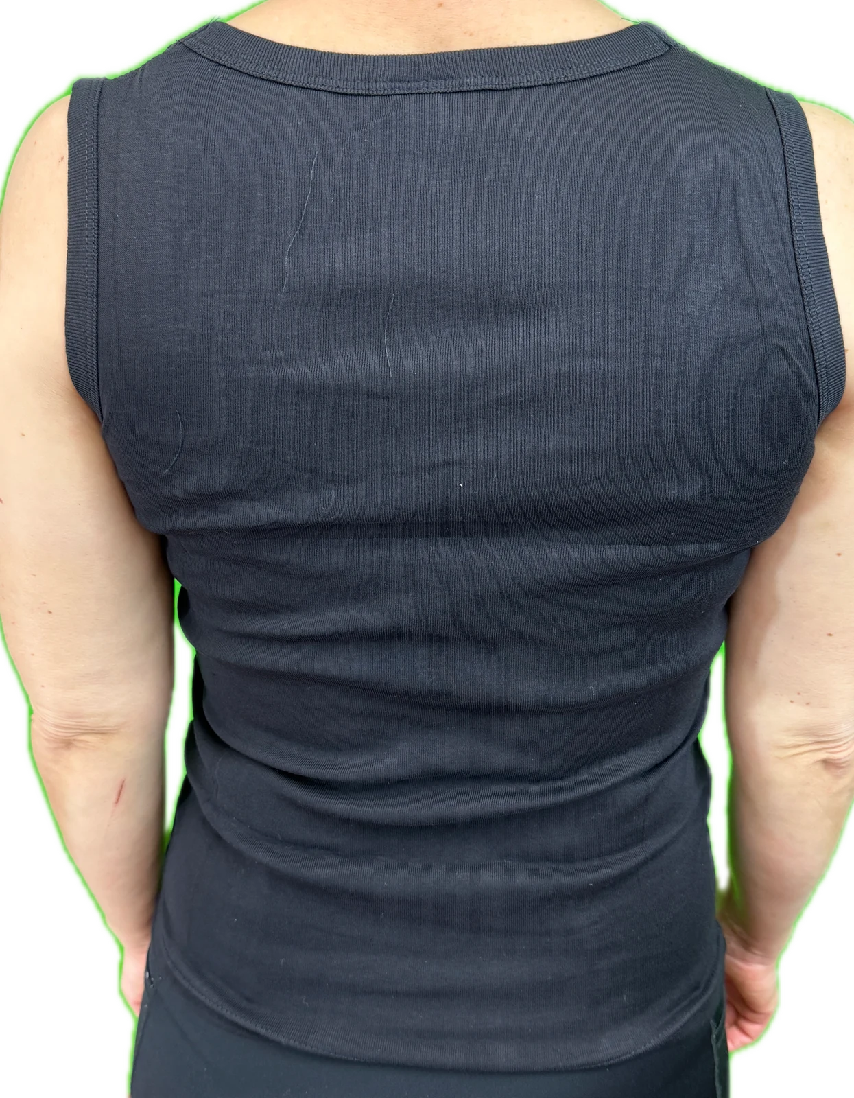 Premium Women's Black Cotton Lace Motif Sleeveless Singlet Top 16-18