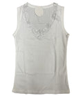 Premium Women's Natural Cotton Lace Motif Sleeveless Singlet Top 18-20