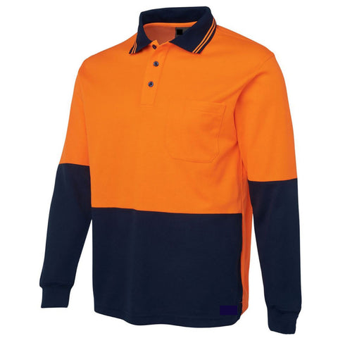 Premium Orange Hi Vis Long Sleeve Safety Polo Shirt L