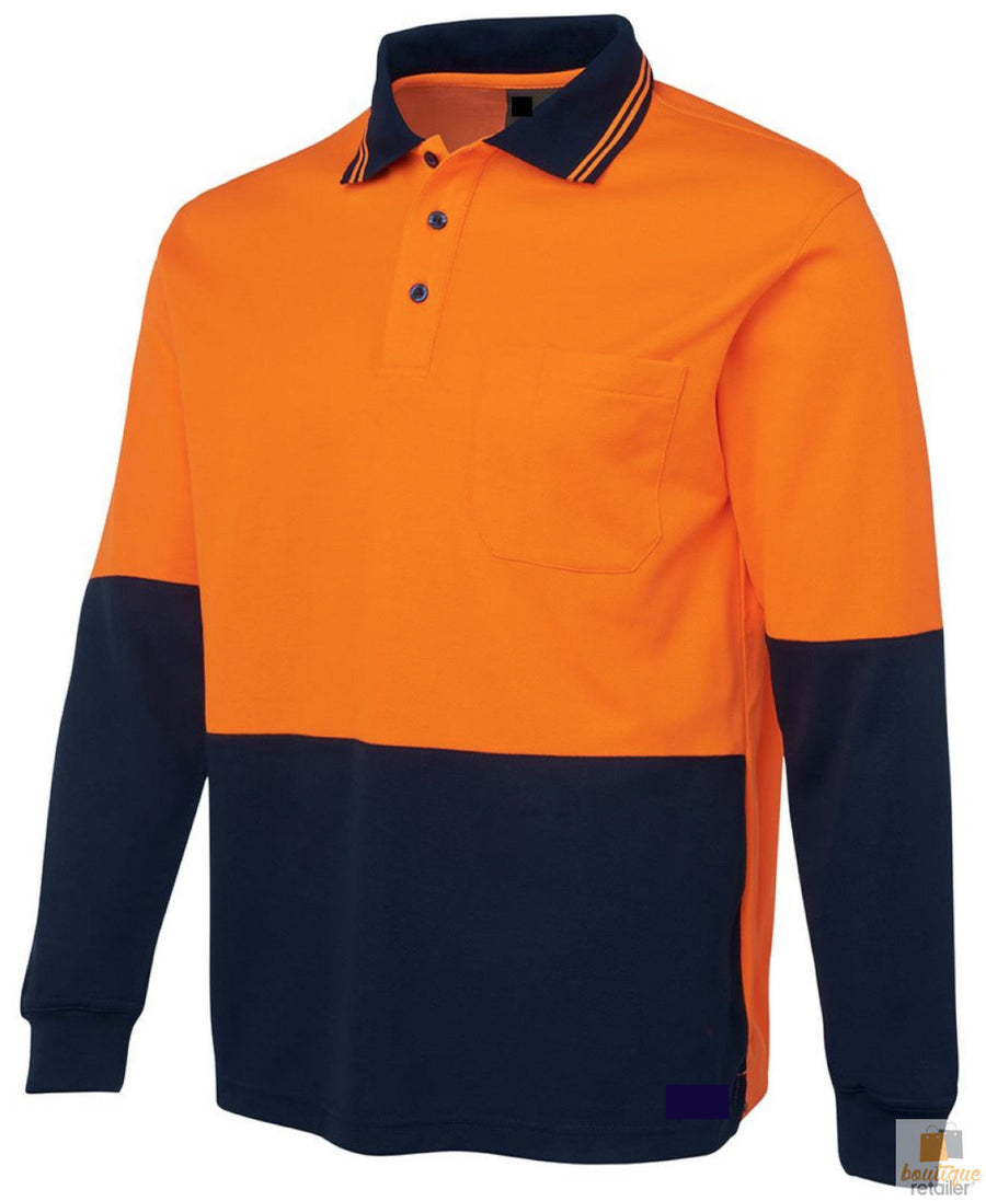 Premium Orange Hi Vis Long Sleeve Safety Polo Shirt XXL