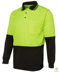 Premium Yellow Hi Vis Long Sleeve Safety Polo Shirt UPF 50+ L