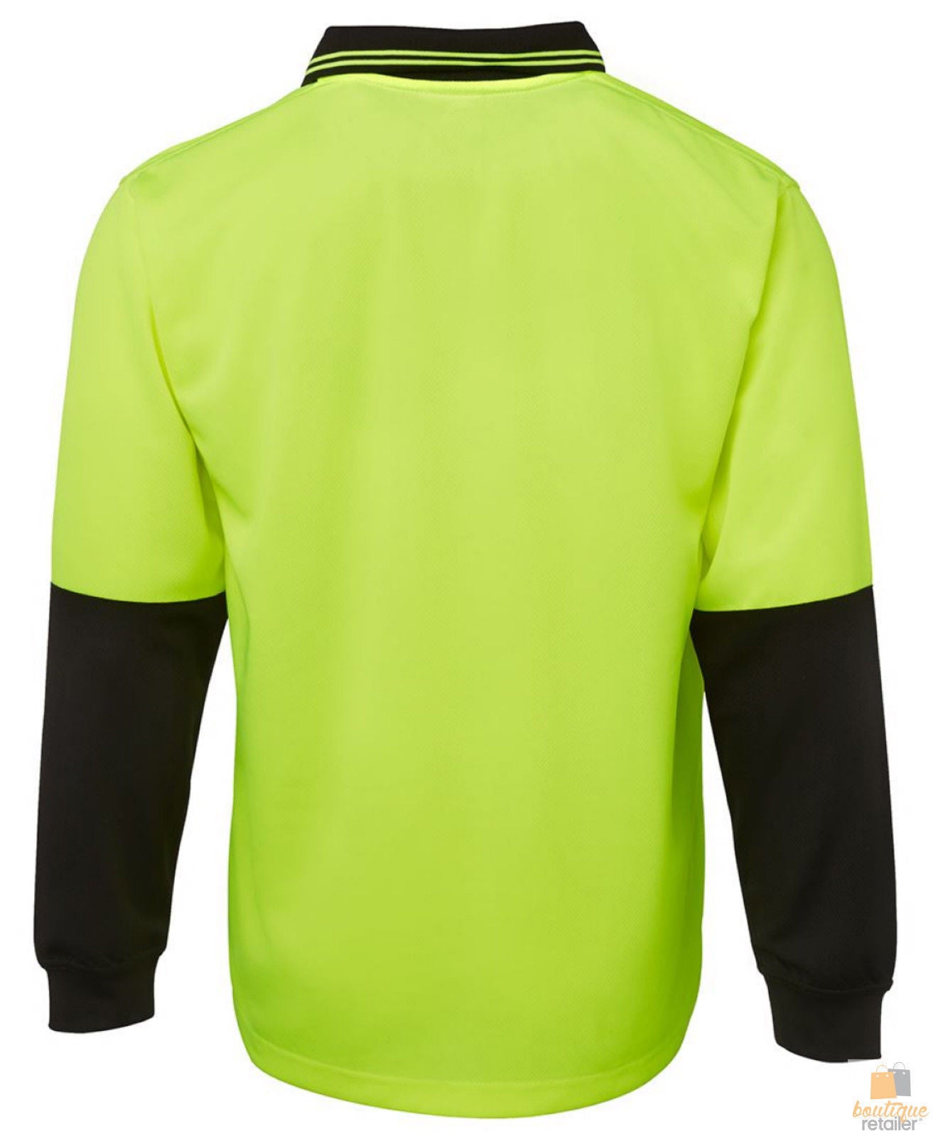 Premium Yellow Hi Vis Long Sleeve Safety Polo Shirt UPF 50+ L