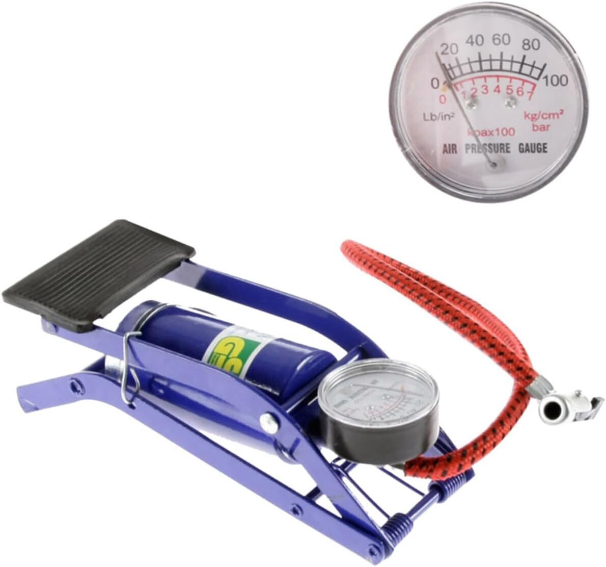 Foot Air Pump High Pressure Gauge Tyre Tire Inflator Air Bed Bike Ball - SuperSaverAU - view 5