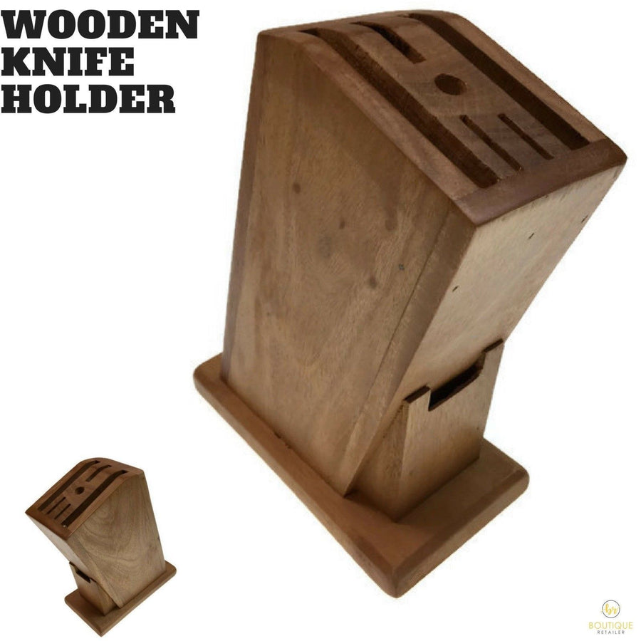Wooden Knife Block Holder 21cm x 18cm x 8.5cm - Organised Kitchen Storage - SuperSaverAU - view 1