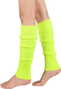 Premium Women's Knitted Leg Warmers Pair - Fluro Yellow