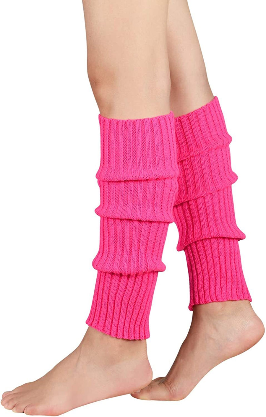 Premium Women's Knitted Leg Warmers Pair - Hot Pink