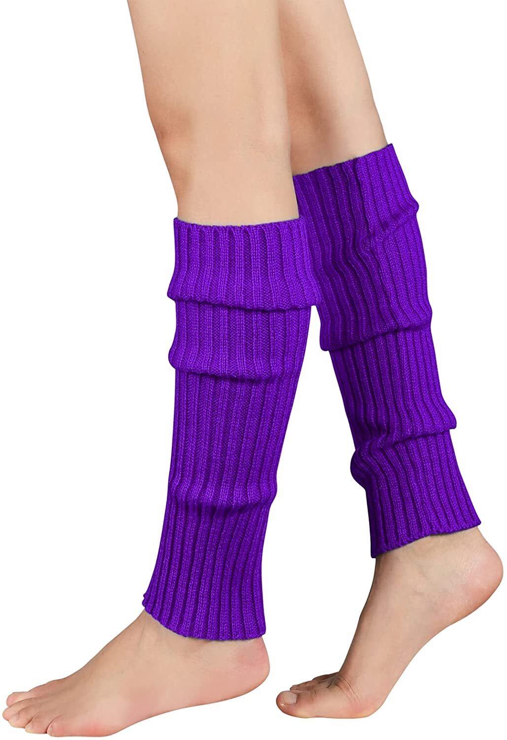 Premium Women's Knitted Leg Warmers Pair - Purple