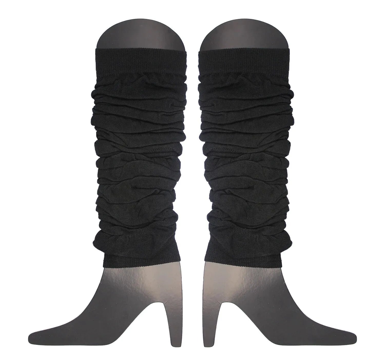 Premium Knitted 80s Leg Warmers Pair - Black