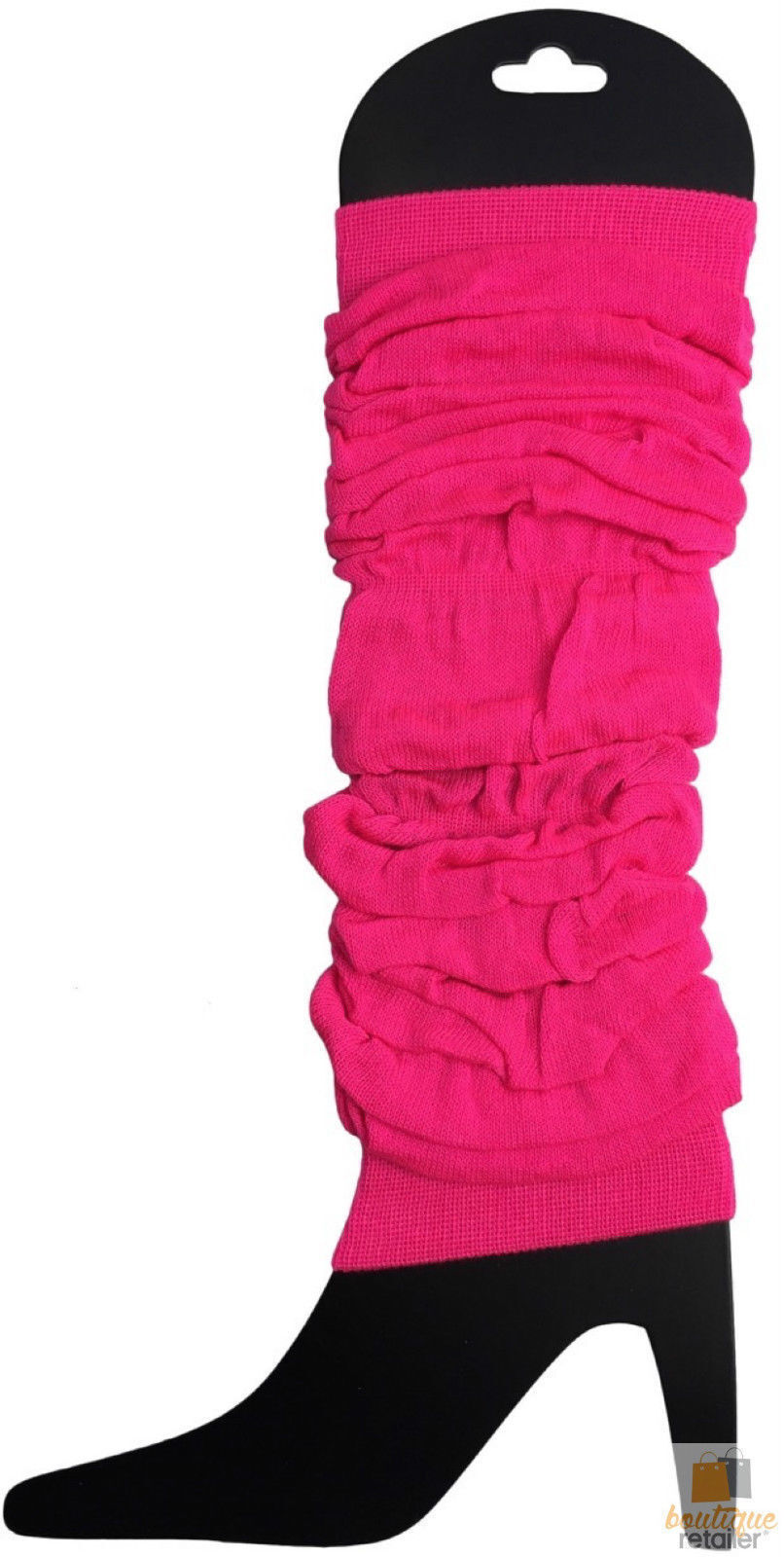 Premium Knitted Leg Warmers - Fluro Hot Pink Pair, 40cm