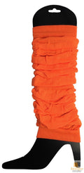 Premium Knitted 80s Leg Warmers Pair - Fluro Orange