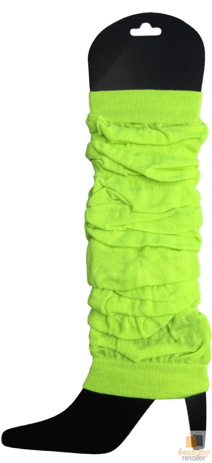 Premium Knitted 80s Leg Warmers Pair - Fluro Yellow