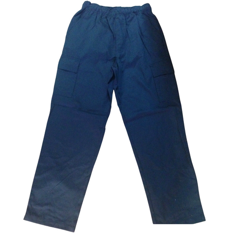 Premium Men's Navy 100% Cotton Elastic Waist Cargo Pants S