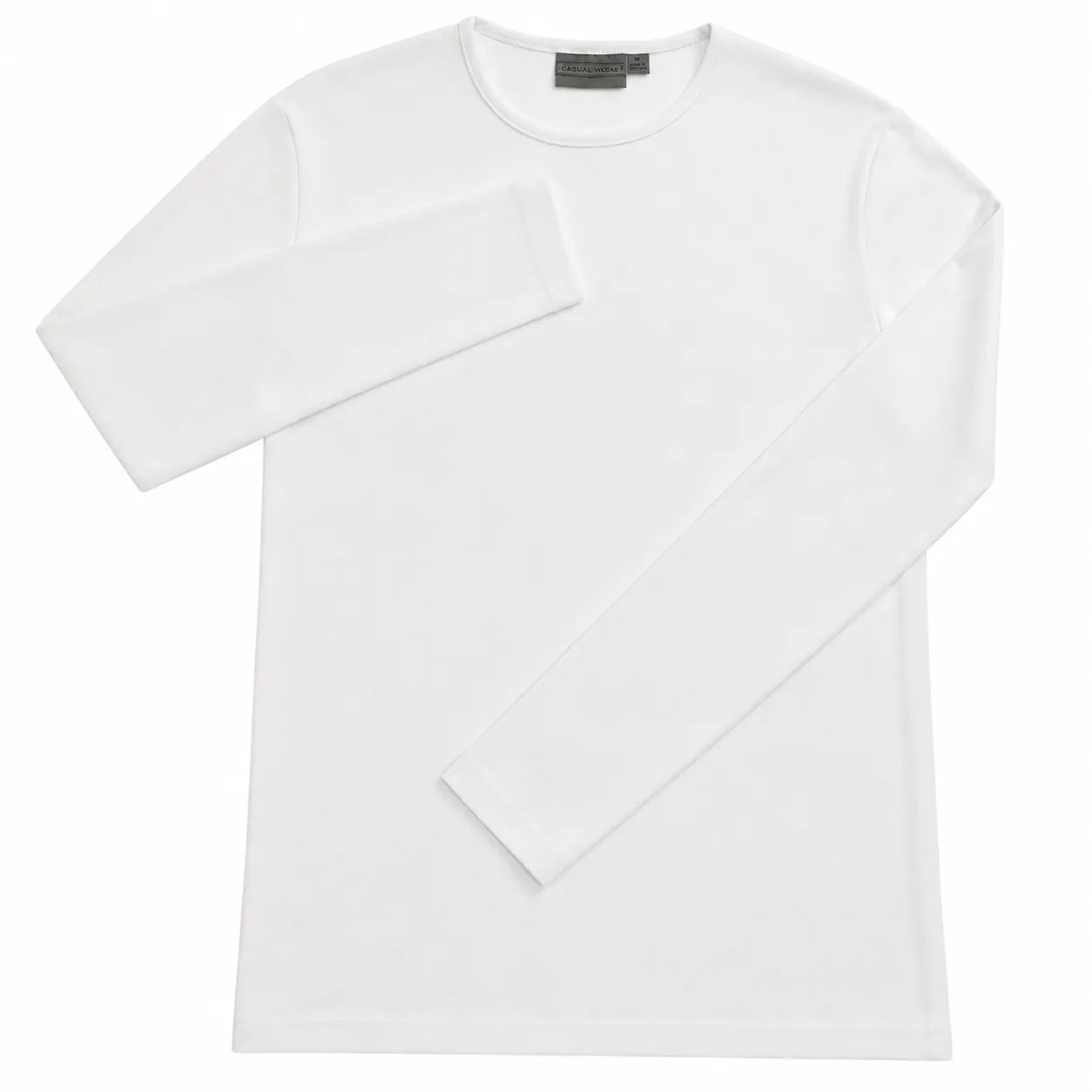 Premium Men's White 100% Cotton Slim Fit Long Sleeve T-Shirt XL