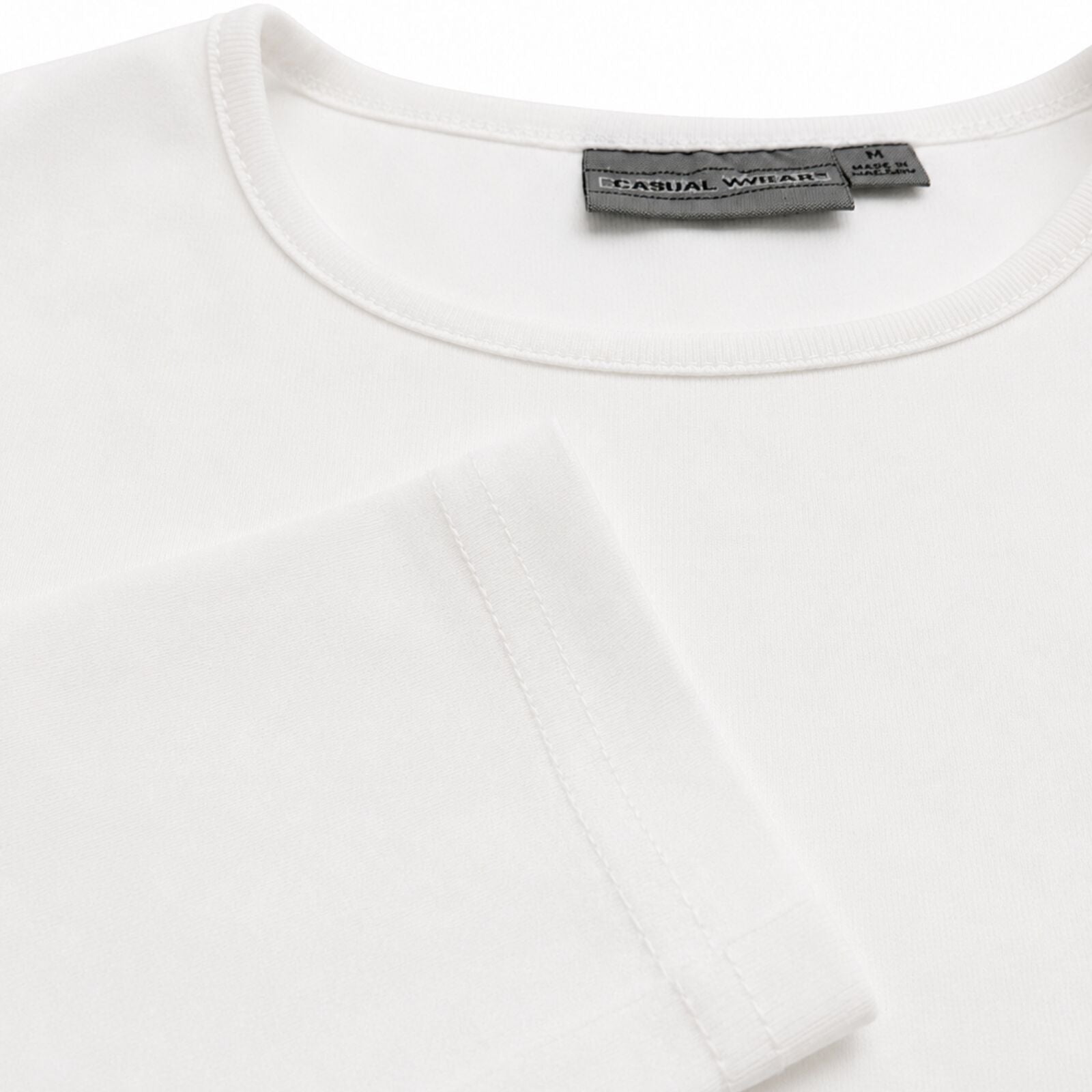 Premium Men's White 100% Cotton Slim Fit Long Sleeve T-Shirt XL