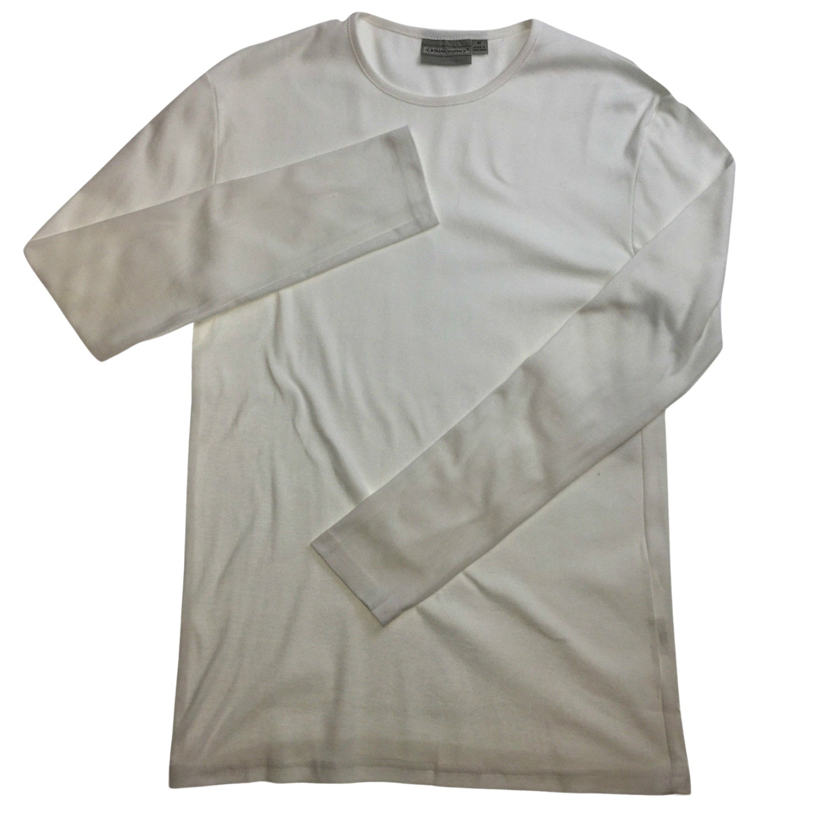Premium Men's White 100% Cotton Slim Fit Long Sleeve T-Shirt XL