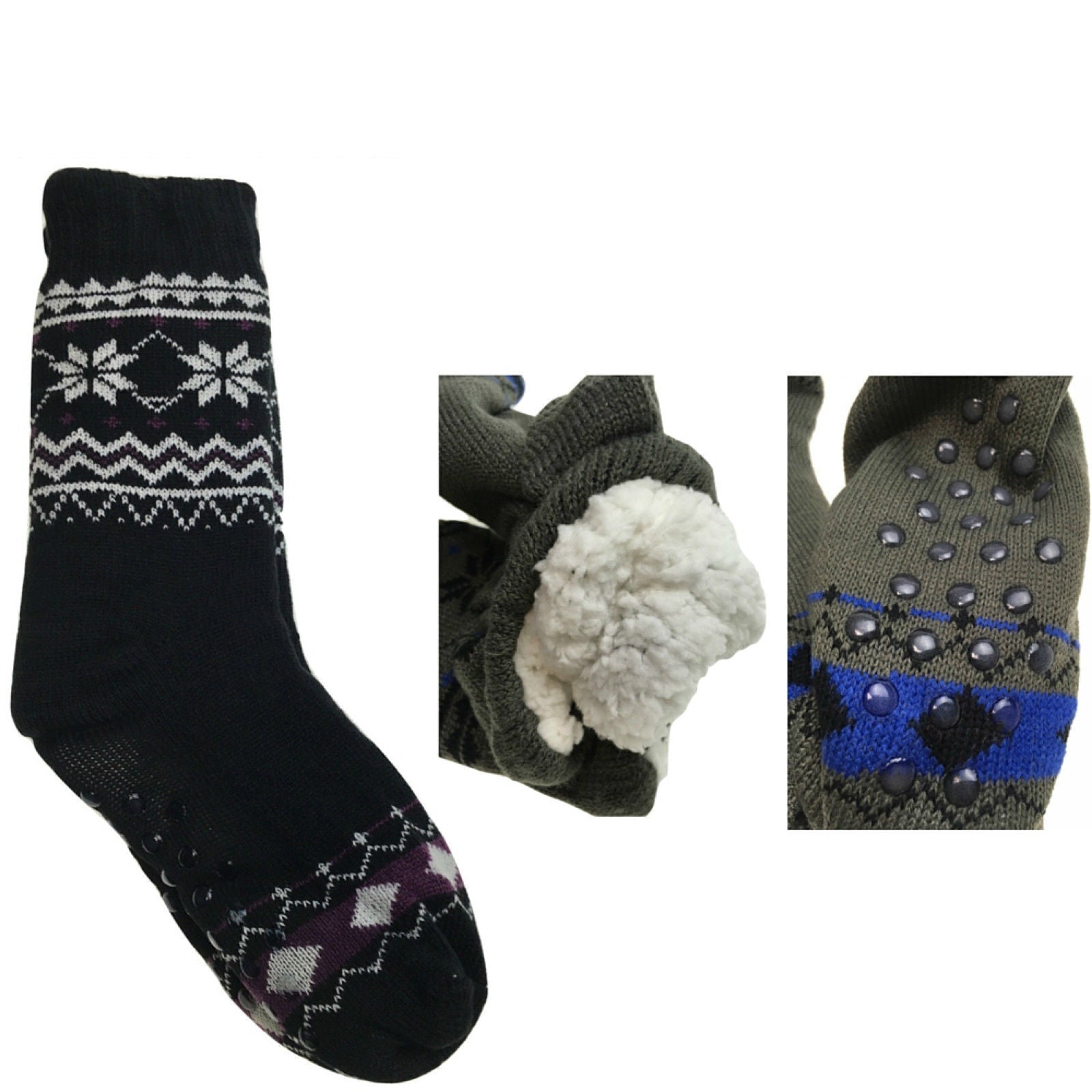 Premium 1 Pair Men's Non Slip Thick Fur Winter Bed Socks One Size