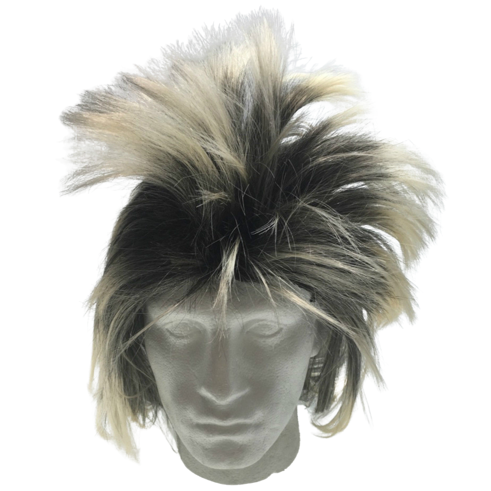 Premium Mens Long Spiky Wig - Black/Blonde