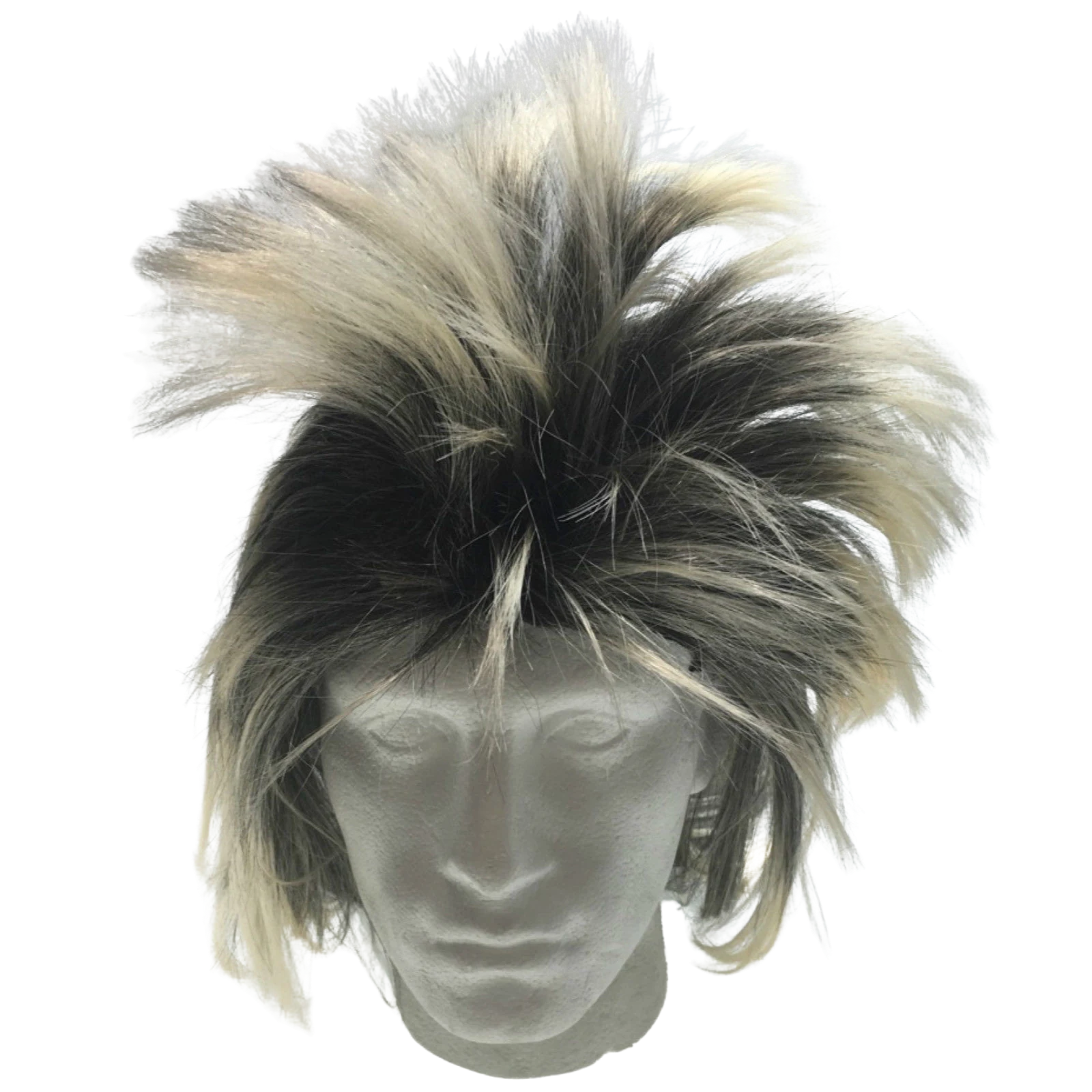 Premium Mens Long Spiky Wig - Black/Blonde