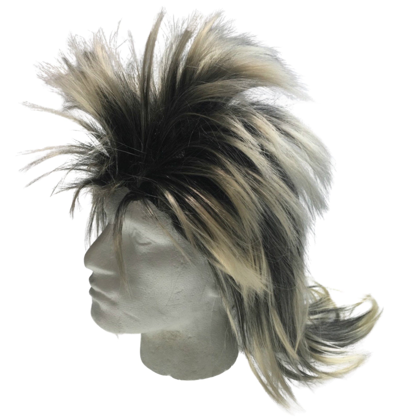 Premium Mens Long Spiky Wig - Black/Blonde