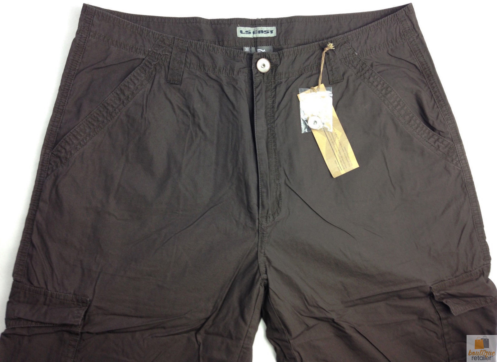 Premium Men's Brown 3/4 Cotton Cargo Shorts Army Military Style Small 30in